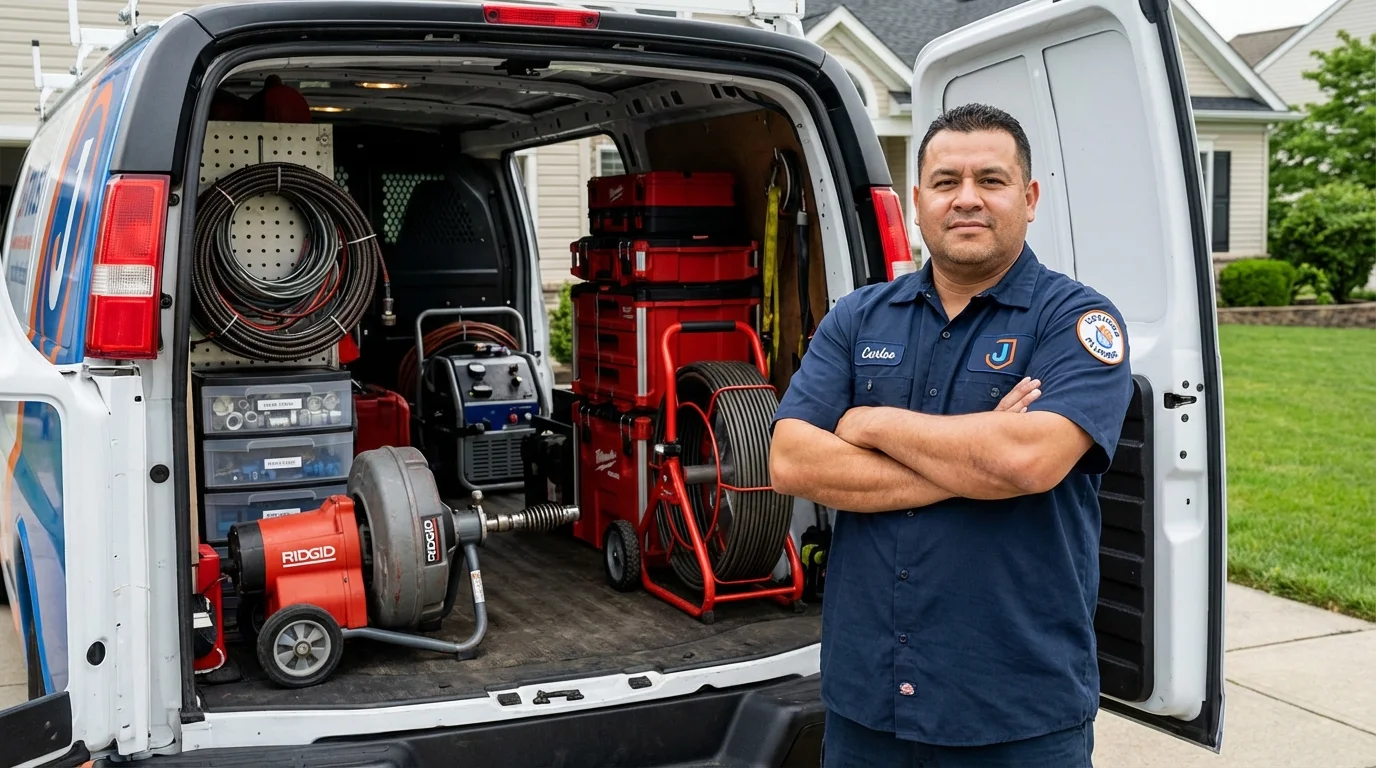 Professional drain cleaning equipment and Johns Plumbing LLC plumber in Sumiton